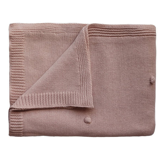 Mushie Knitted Baby Blanket Textured Dots Blush - Laadlee