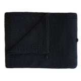 Mushie Knitted Baby Blanket Textured Dots Dark Navy - Laadlee
