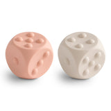 Mushie Dice Press Toy (set of 2) Blush/Shifting Sands - Laadlee