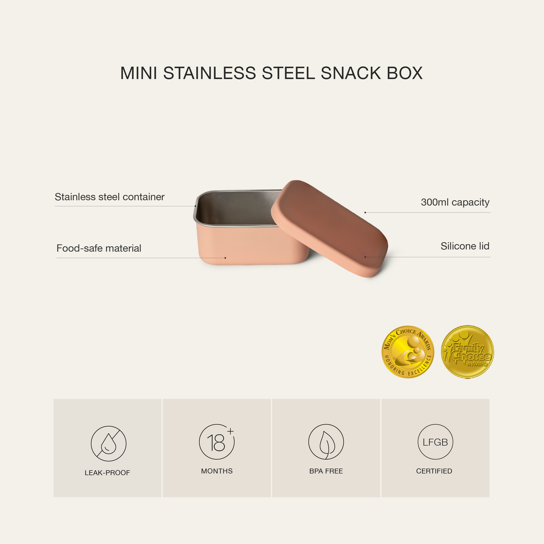 Citron Mini Stainless Steel Snackbox - Green - Laadlee