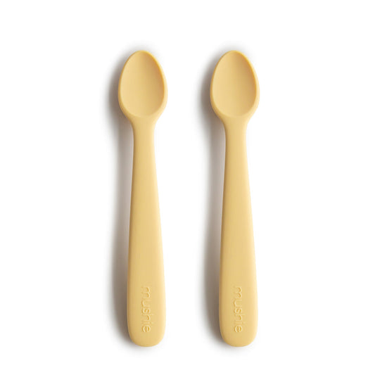 Mushie Silicone Baby Spoons Pale Daffodil - Laadlee