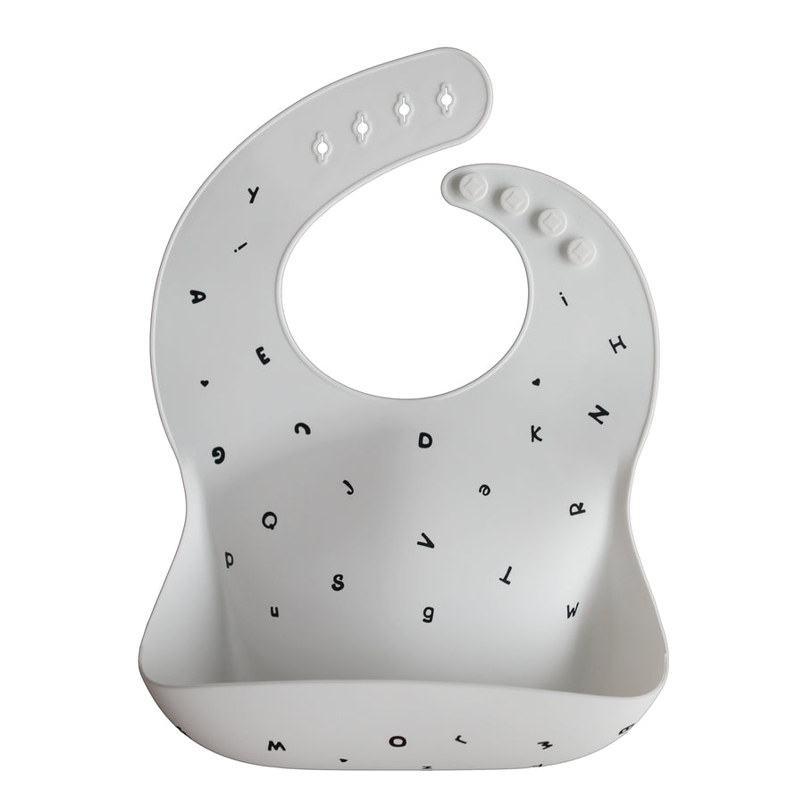Mushie Silicone Bib White Letters - Laadlee