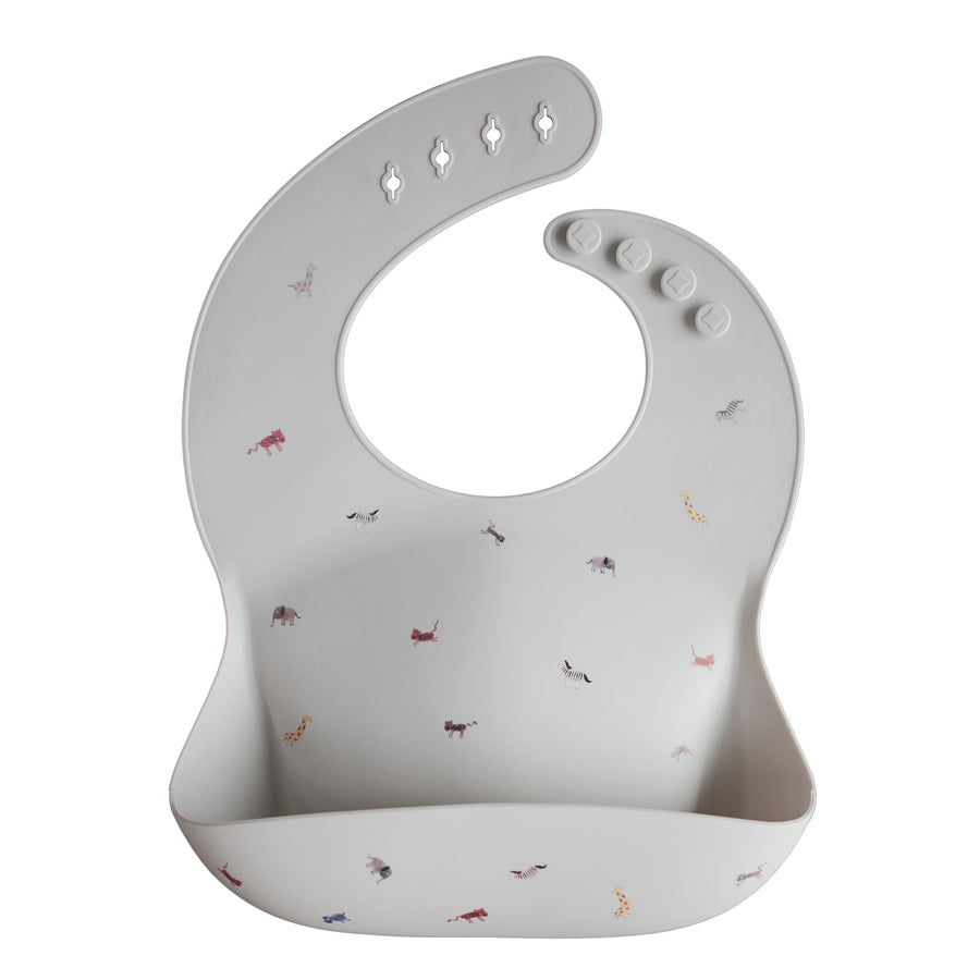 Mushie Silicone Bib Light Gray Safari - Laadlee
