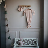 Mushie Ribbed Baby Bonnet Blush - Laadlee