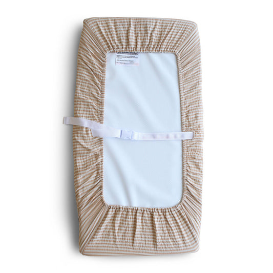 Mushie Changing Pad Cover Natural Stripe - Laadlee