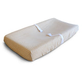 Mushie Changing Pad Cover Natural Stripe - Laadlee