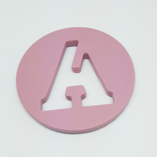 One.Chew.Three Alphabet Chews Silicone Teether - A - Pink - Laadlee