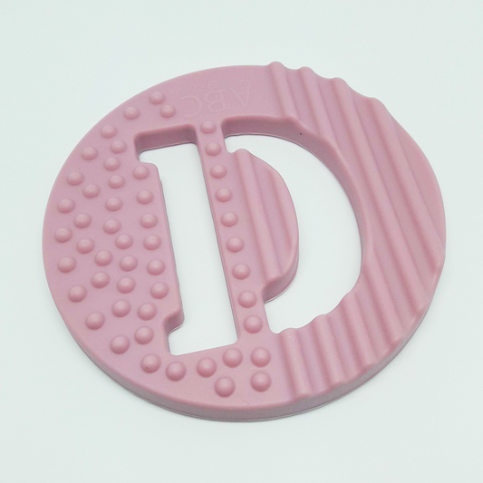 One.Chew.Three Alphabet Chews Silicone Teether - D - Pink - Laadlee