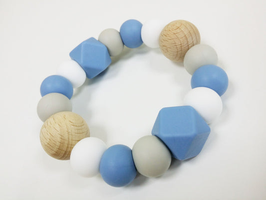 One.Chew.Three Textured Silicone Teethers - Blue Scatter - Laadlee