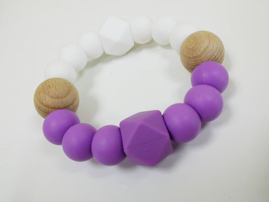 One.Chew.Three Textured Silicone Teethers - Purple / White - Laadlee