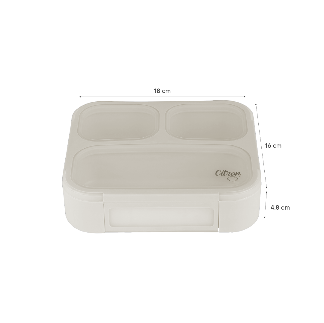 Citron Lunchbox with Fork and Spoon - Beige - Laadlee