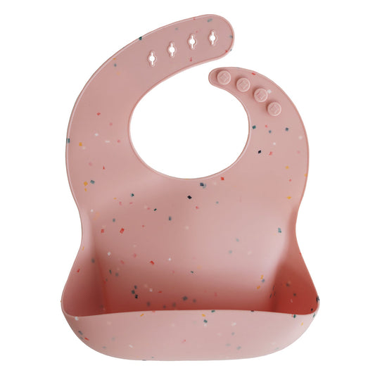 Mushie Silicone Bib Powder Pink Confetti - Laadlee
