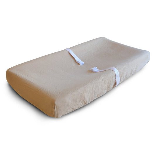 Mushie Changing Pad Cover Pale Taupe - Laadlee