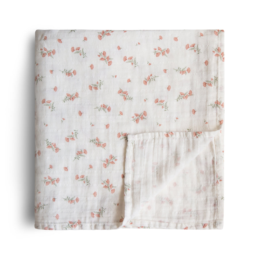 Mushie Swaddle - Pink Flowers - Laadlee