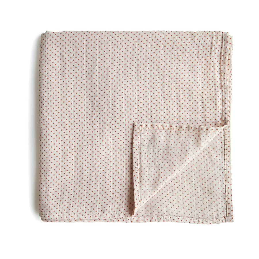 Mushie Swaddle - Caramel Polka Dots - Laadlee