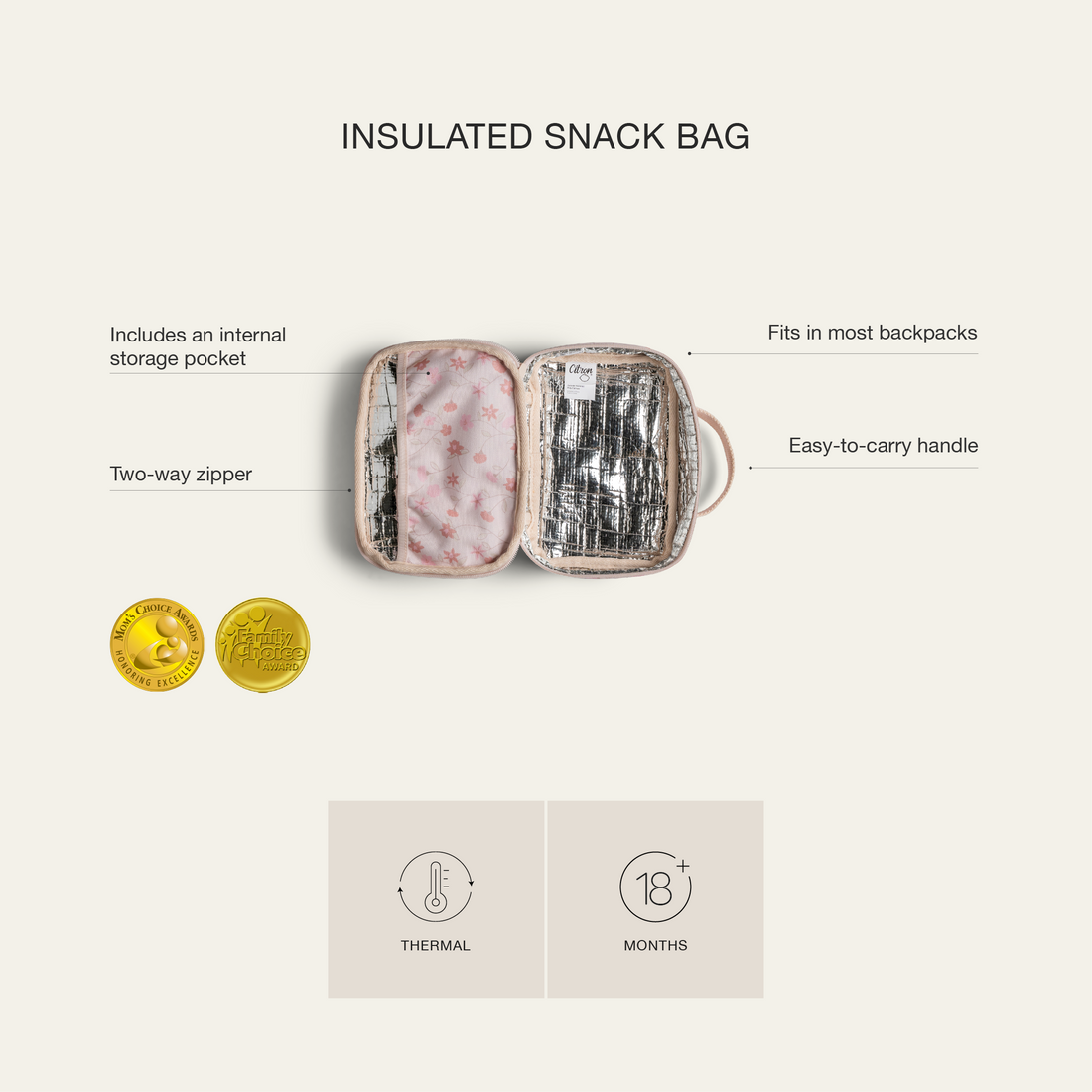 Citron Insulated Snack Bag - Tiger - Laadlee