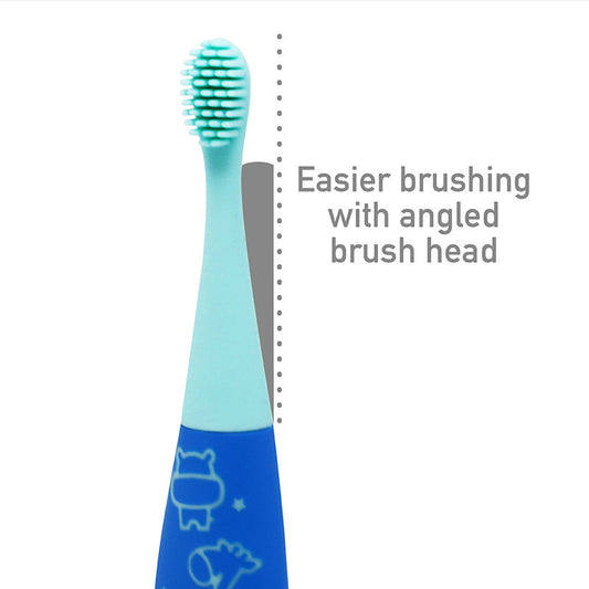 Marcus & Marcus - Silicone Reusable Toddler Toothbrush - Blue - Laadlee