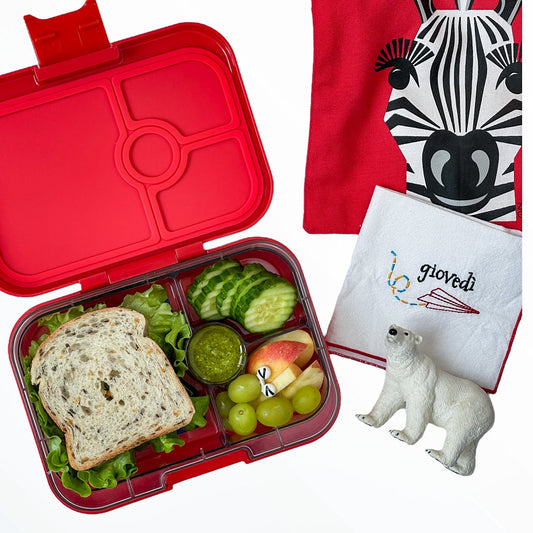 Yumbox Panino 4 Compartment Polar Bear Lunch Box - Roar Red - Laadlee
