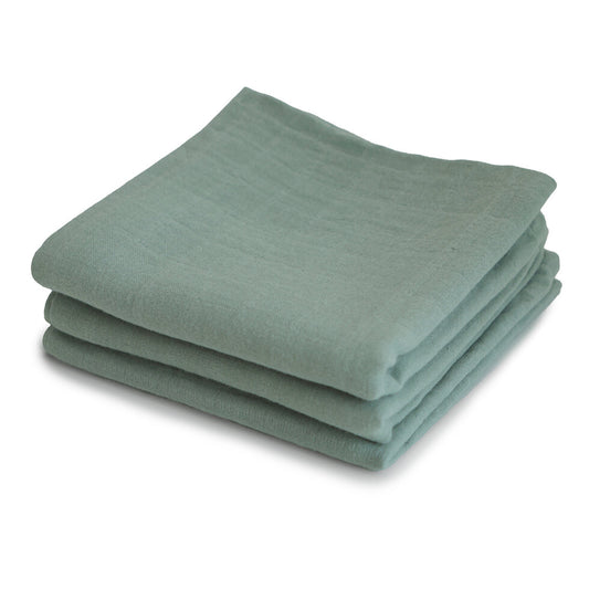 Mushie Muslin Cloth 3-pack - Roman Green - Laadlee