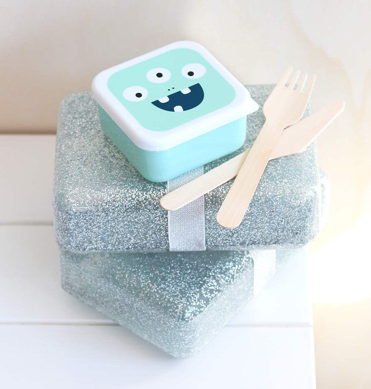 A Little Lovely Company Lunch Box - Silver Glitter - Laadlee