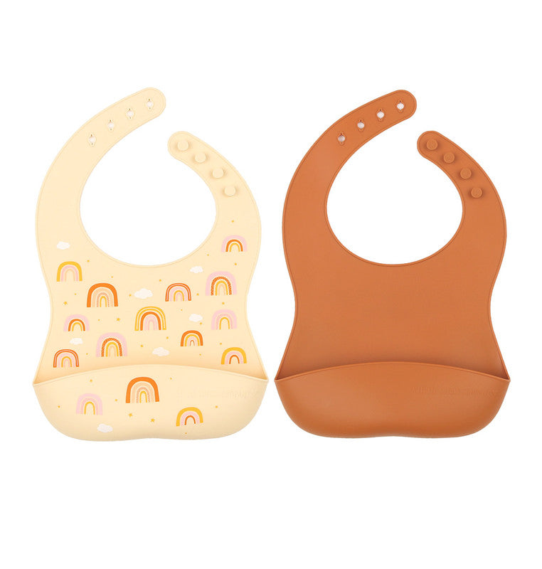 A Little Lovely Company Silicone Bib Set of 2 - Rainbows - Laadlee