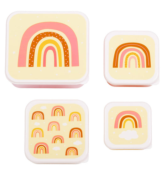 A Little Lovely Company Lunch & Snack Box Set - Rainbows - Laadlee
