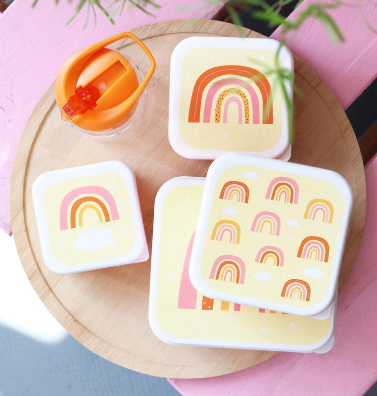 A Little Lovely Company Lunch & Snack Box Set - Rainbows - Laadlee