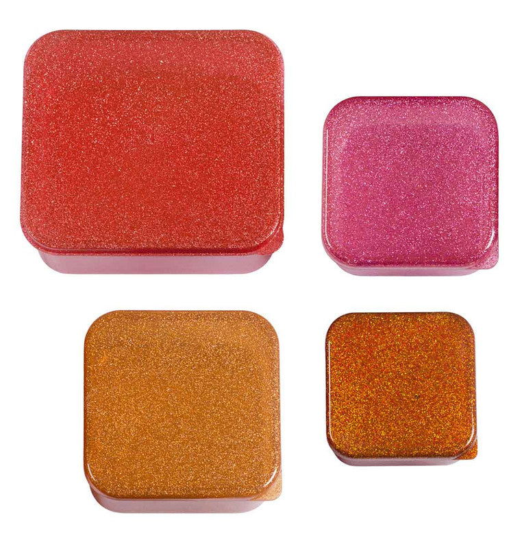 A Little Lovely Company Lunch & Snack Box Set - Glitter - Autumn Pink - Laadlee