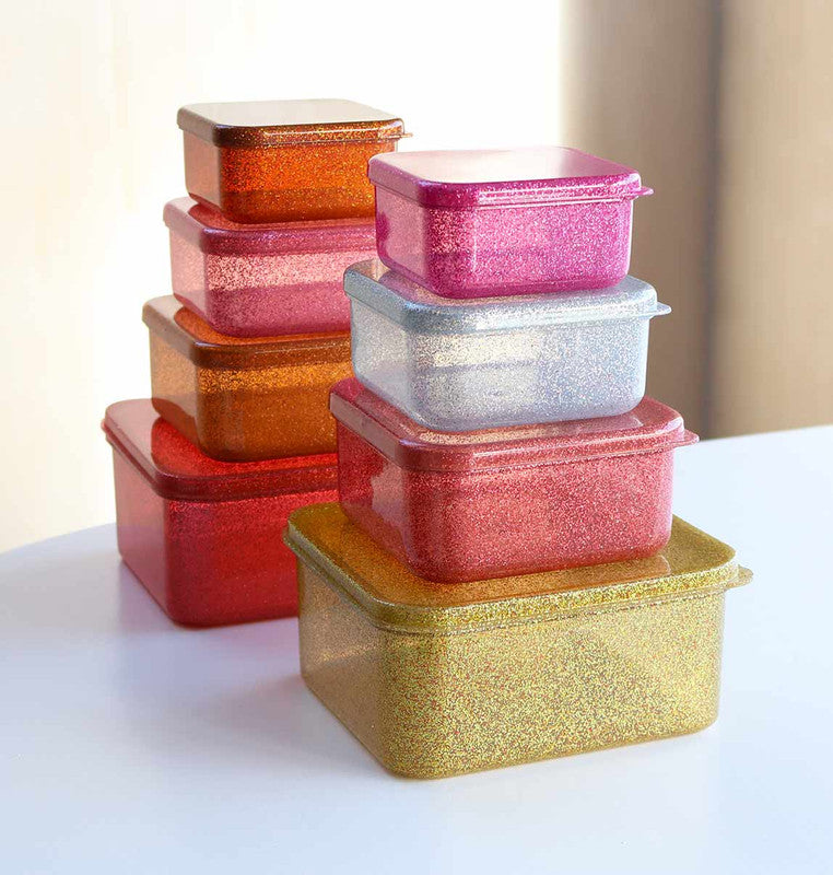A Little Lovely Company Lunch & Snack Box Set - Glitter - Gold Blush - Laadlee