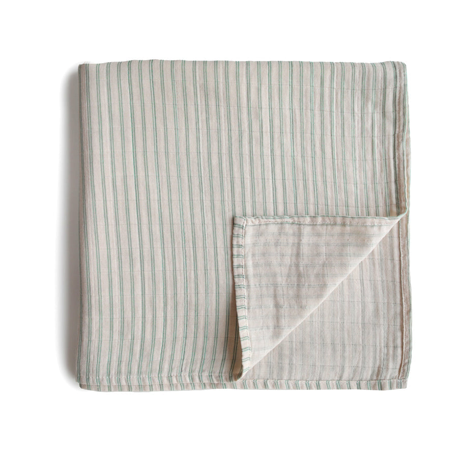 Mushie Swaddle - Sage Stripe - Laadlee
