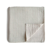 Mushie Swaddle - Sage Stripe - Laadlee