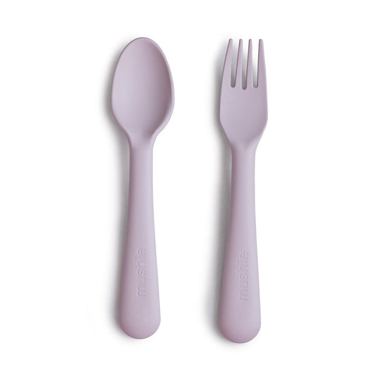 Mushie Fork & Spoon Soft Lilac - Laadlee