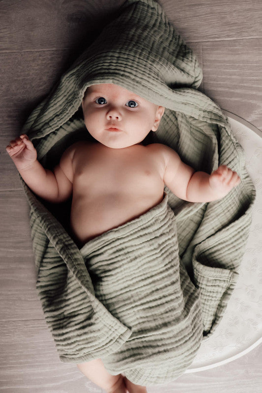 Natruba - Baby Hooded Bath Towel - Green - Laadlee