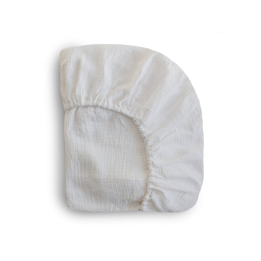 Mushie Crib Sheet Small White - Laadlee