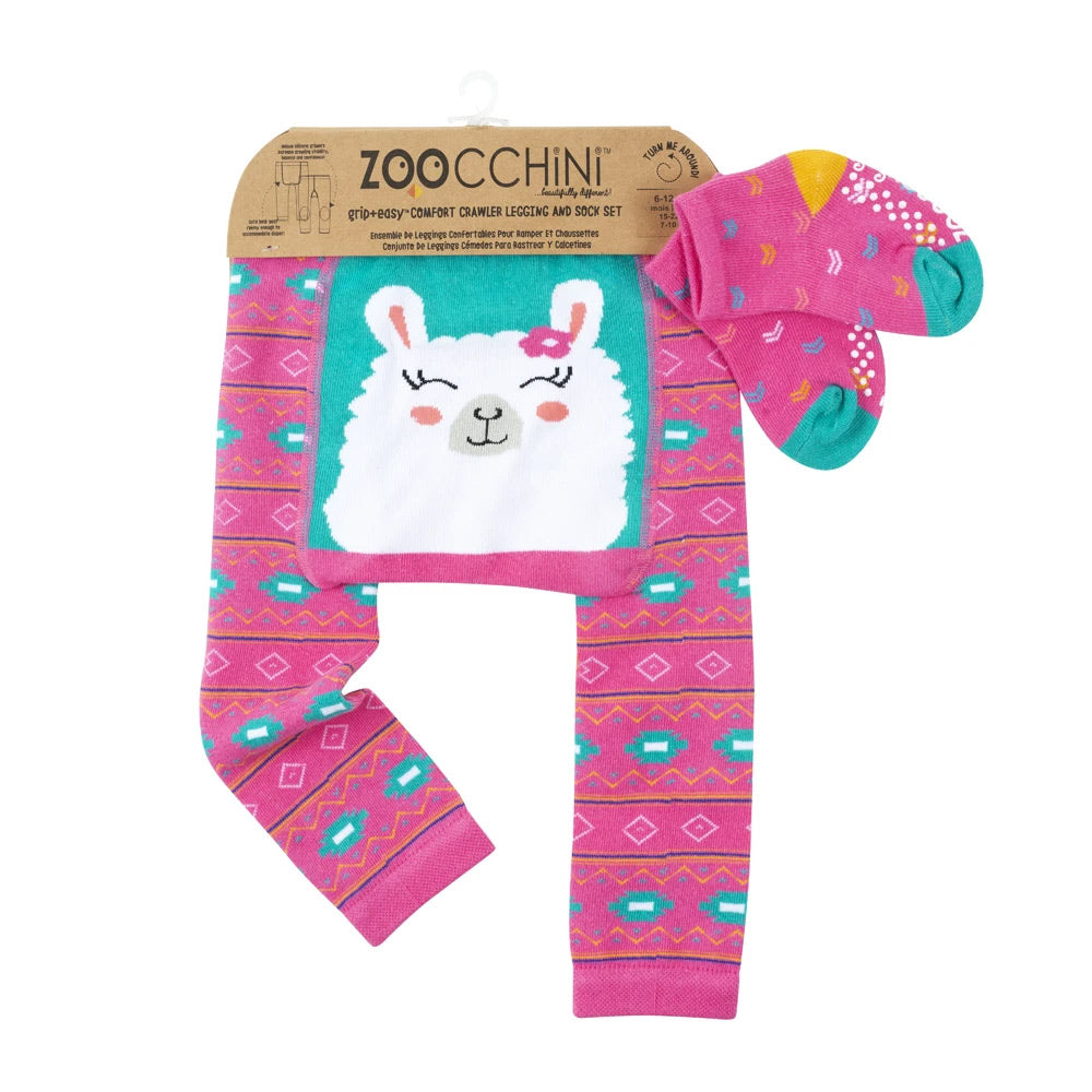 Zoocchini Comfort Crawler Babies Legging and Sock set - Laney the Llama - Laadlee