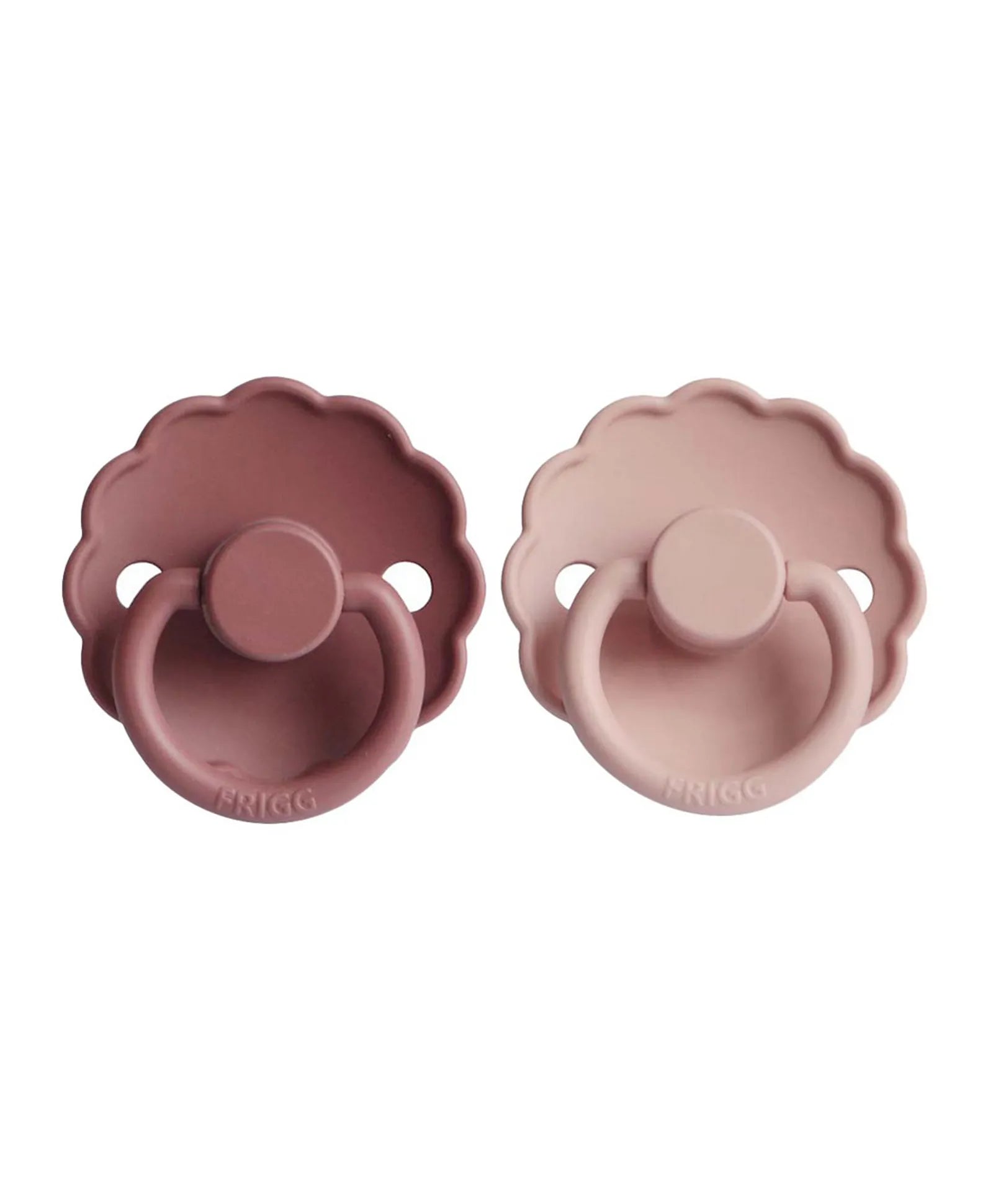 Frigg Daisy Latex Baby Pacifier 6M-18M, 2Pack, Woodchuck/Blush - Size 2 - Laadlee