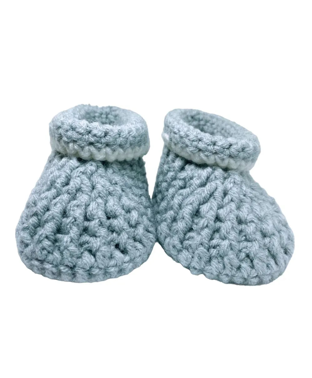 Pikkaboo Cuddles & Snuggles Crochet Baby Booties - Grey - Laadlee