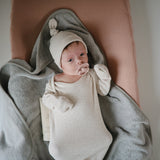 Mushie Hooded Towel Gray - Laadlee