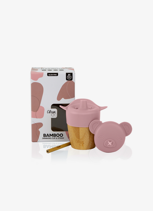Citron Organic Bamboo Cup with Lids - Blush Pink - Laadlee