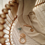 Mushie Knitted Baby Blanket Textured Dots Off White Melange - Laadlee