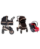 Pikkaboo - 4in1 Luxury Stroller Travel System - Black/Red - Laadlee