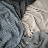 Mushie Knitted Baby Blanket Ribbed Smoke - Laadlee