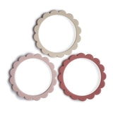 Mushie Flower Bracelet Teether 3-Pack Blush/Rose/Shifting Sand - Laadlee