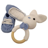 Pikkaboo HeavenlyHugs Mr. Rabbit Handmade Crochet Teether and Booties - Laadlee