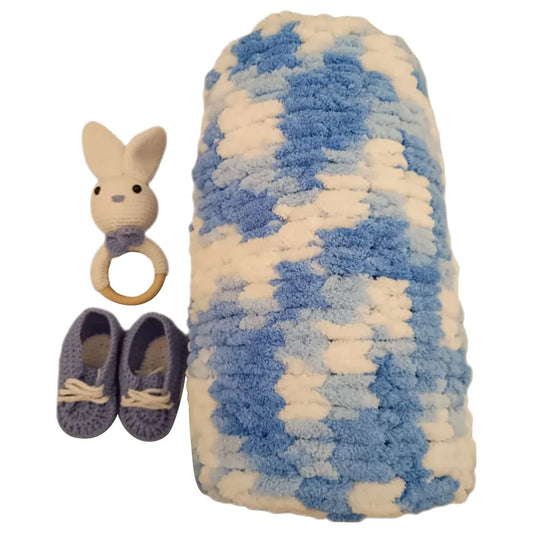 Pikkaboo HeavenlyHugs Mr. Rabbit Crochet Teether, Booties, and Blanket Set - Laadlee