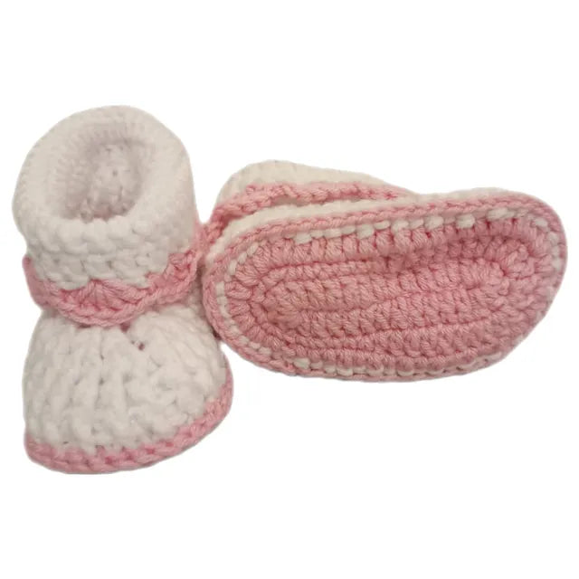 Pikkaboo HeavenlyHugs Handmade Crochet Booties - Pink & White - Laadlee