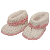 Pikkaboo HeavenlyHugs Handmade Crochet Booties - Pink & White - Laadlee
