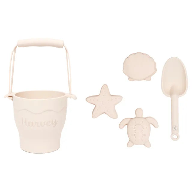Little IA 5-Piece Silicone Beach Toy Set - Sand White - Laadlee