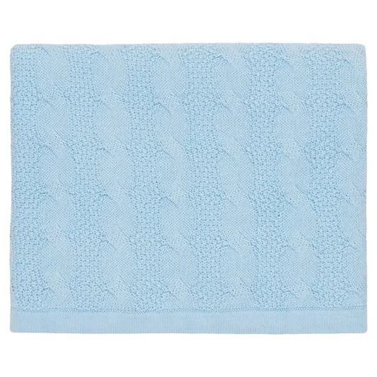 Little IA Blue Cable Knit Baby Blanket - Laadlee