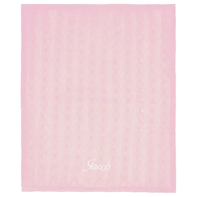 Little IA Pink Cable Knit Baby Blanket - Laadlee